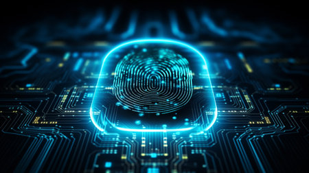 Fingerprint scanner security technology display lock background AI Generated Imageの素材