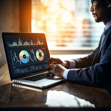 Smart digital marketing graph strategy laptop picture AI Generated artの素材
