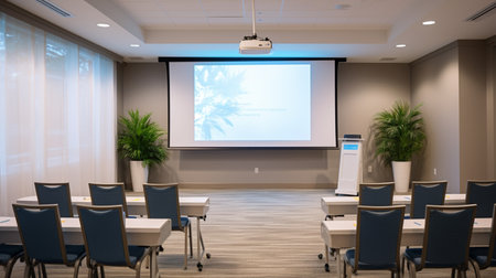Video conferencing presentation screen room picture AI Generated artの素材