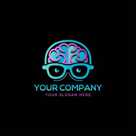 Brain head geek logo vectorのイラスト素材