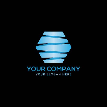 Creative blue spiral hexagon technology logo vectorのイラスト素材