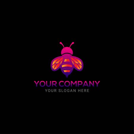 colorful bee logo vectorのイラスト素材