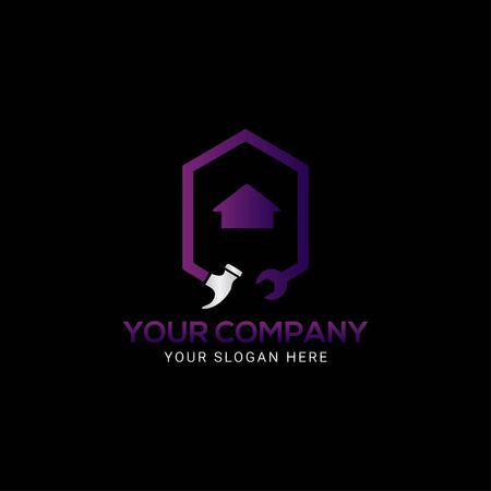 colorful House Pro repair logo Design vectorのイラスト素材