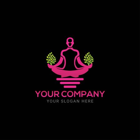 Meditation pose with tree logo vectorのイラスト素材