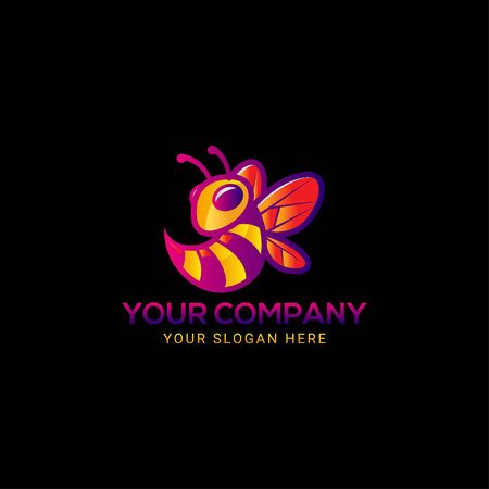 colorful bee logo vectorのイラスト素材