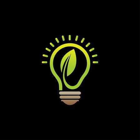 Creative abstract green bulb leaf logo design vectorのイラスト素材