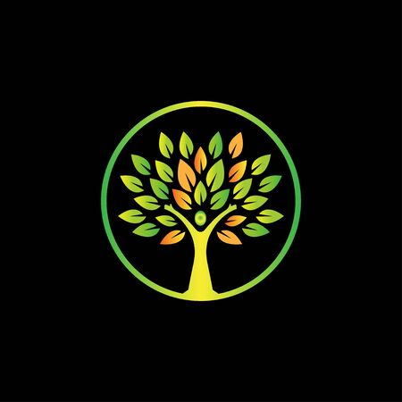 Human tree design, colorful human tree logo design vectorのイラスト素材
