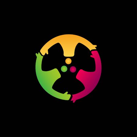 Abstract people circle three characters logo vectorのイラスト素材