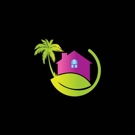 green Eco home logo vector designのイラスト素材