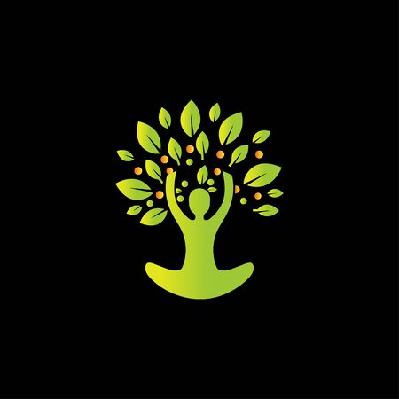 Human tree design, colorful human tree logo design vectorのイラスト素材