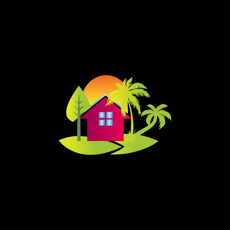 colorful home logo vector designのイラスト素材