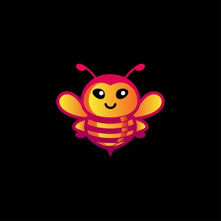 Creative cute little bee queen logo vectorのイラスト素材