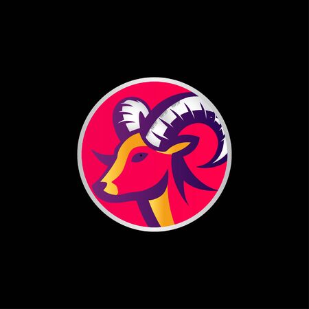Furious ram horn symbol logo vectorのイラスト素材