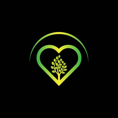 Creative eco leaves plant heart logo design vectorのイラスト素材