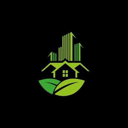 Creative Green Real estate logo design vectorのイラスト素材
