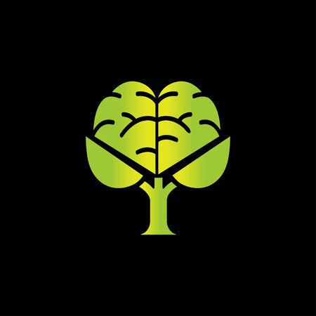 Creative tree brain logo design symbol vectorのイラスト素材