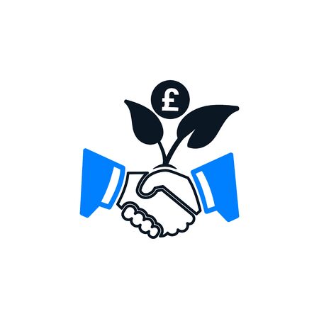 Hand shaking with currency iconのイラスト素材