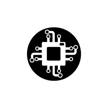 Chip technology black icon vectorのイラスト素材
