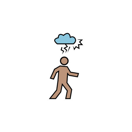 man die for thunder on head icon vectorのイラスト素材