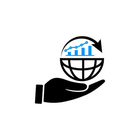 Global business growth icon vectorのイラスト素材
