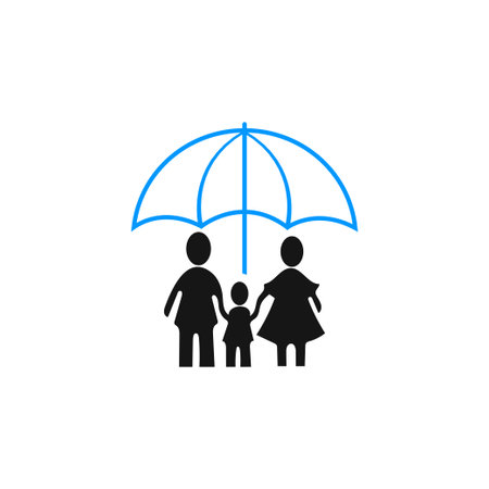 life insurance family icon vector with small familyのイラスト素材