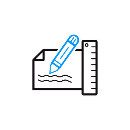 Ruler, pencil and paper icon vectorのイラスト素材