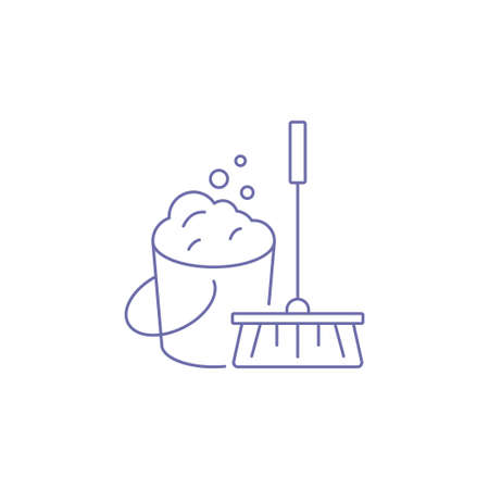 house cleaning bucket and brush iconのイラスト素材