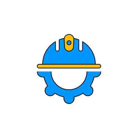 construction engineering worker helmet iconのイラスト素材