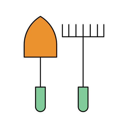 Shovel and pitchfork gardening iconのイラスト素材