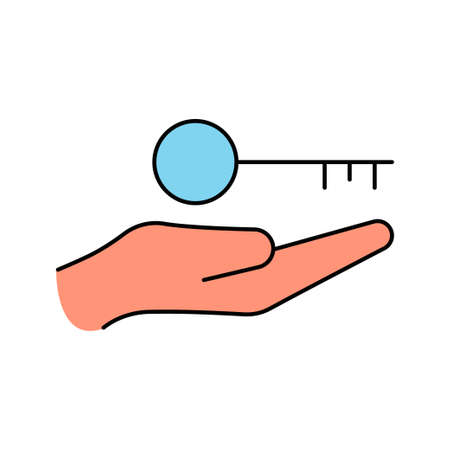 Home handover hand and key iconのイラスト素材