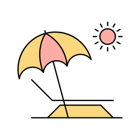 Deck chair umbrella summer beach iconのイラスト素材