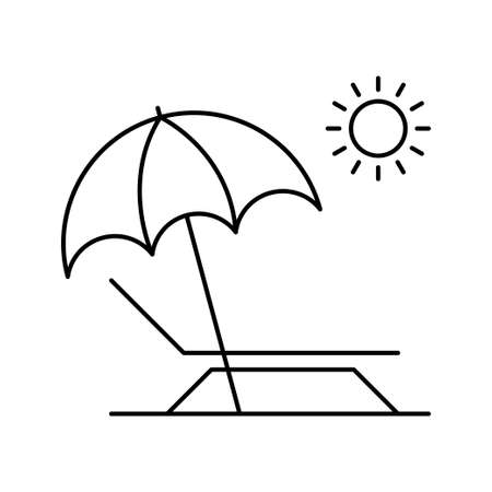 Deck chair umbrella summer beach iconのイラスト素材