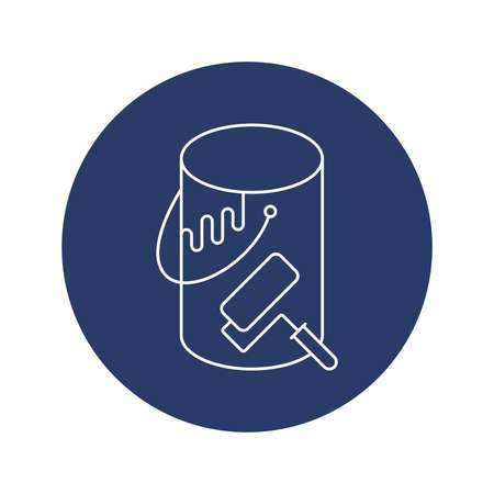 house painting color pot and brush iconのイラスト素材