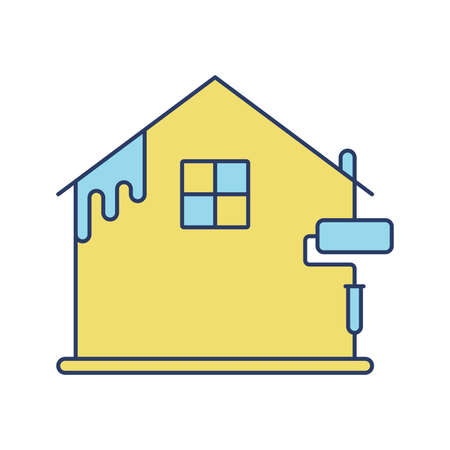 house color painting roll brush iconのイラスト素材
