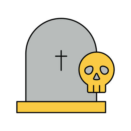 Halloween grave and skull iconのイラスト素材