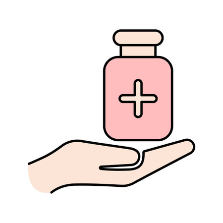 health care medicine on hand iconのイラスト素材