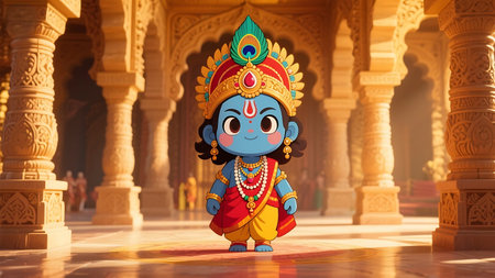 Hindu God Ganesha in the temple. 3d renderingの素材