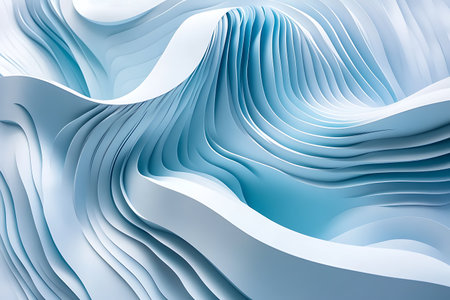 abstract blue background with smooth lines and waves, 3d render illustrationの素材