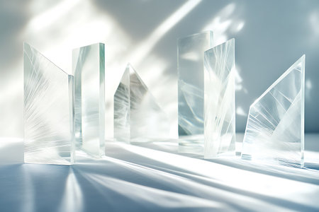 Transparent glass cubes on a white background. 3d rendering.の素材
