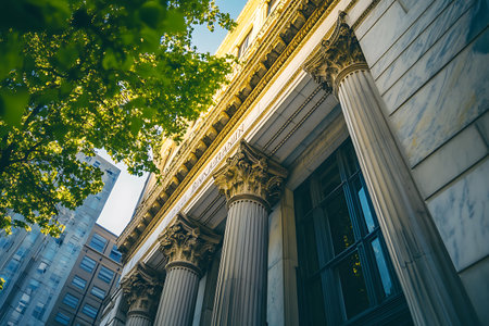 Facade of New York Stock Exchange building.の素材