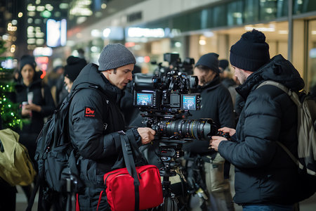 Cameraman with professional video camera in Kuala Lumpur.の素材