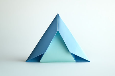 Blue pyramid on white background. 3d illustration. Minimal concept.の素材