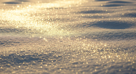 Winter background with snowflakes and golden bokeh effect.の素材