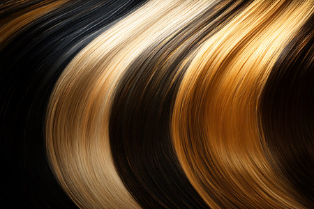 Curly hair texture abstract background. Brown, black and gold.の素材