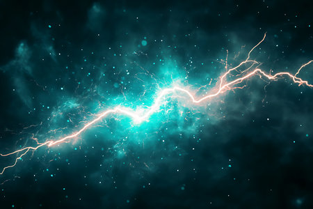 Lightning in the night sky. Abstract background. 3D renderingの素材