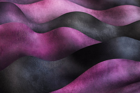 abstract background with purple and black wavy lines on a dark backgroundの素材