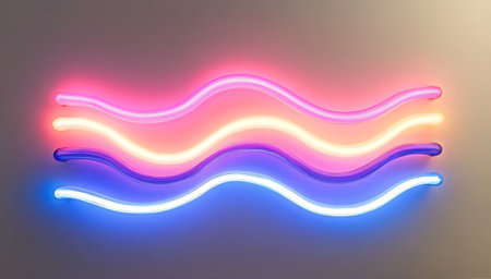 Neon sign in the form of a wave. Vector illustration.の素材