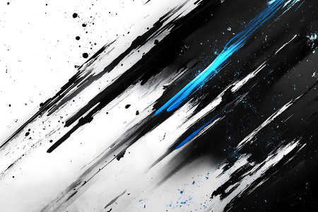 Abstract black and blue grunge brush stroke on white background. Watercolor illustrationの素材