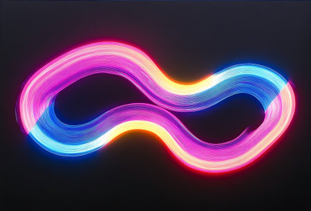 Infinity symbol, neon sign, 3d rendering. Computer digital drawing.の素材
