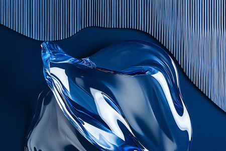 abstract metallic blue background with some smooth lines in it (3d render)の素材